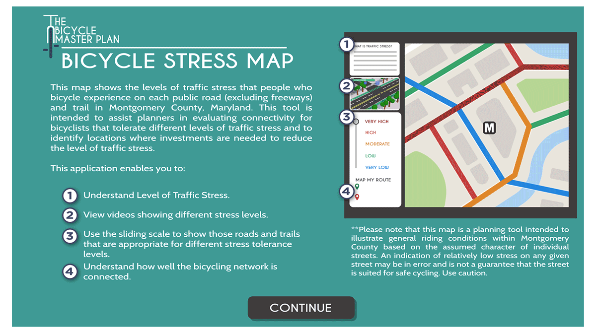 Bicycle Stress Map - Montgomery Planning